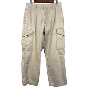 UNIONBAY Men 34x30 Khaki Cargo Pants Relaxed Fit Straight Leg Cotton